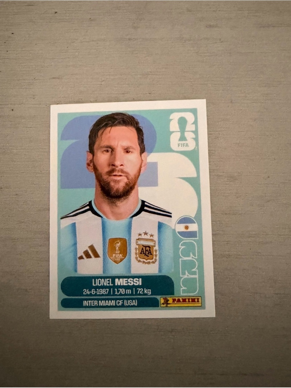 Panini Light Blue White Lionel Messi Argentina Sticker